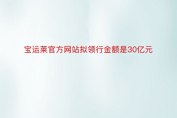 宝运莱官方网站拟领行金额是30亿元